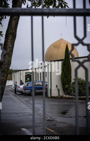 Die Christchurch Moschee ist der Ort, wo sie zwei aufeinander folgende terroristische Schüsse auf Moscheen in Christchurch, Neuseeland waren Stockfoto