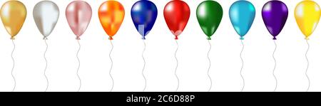 Set von mehrfarbigen Ballons. Isoliert auf weißem Hintergrund. Kann verwendet werden, um Muster, Karten, Einladungen zu erstellen. Volumetrische 3D-Formulare. Stock Vektor