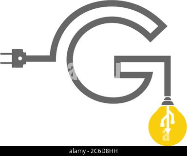 Buchstabe G und Lampe, Bulp-Logo Kombination Design-Konzept Stock Vektor