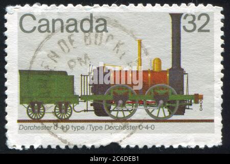 KANADA - UM 1983: Stempel gedruckt von Kanada, zeigt Lokomotive, um 1983 Stockfoto