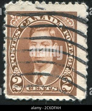 KANADA - UM 1937: Briefmarke gedruckt von Kanada, zeigt George VI, Baumcents, um 1937 Stockfoto