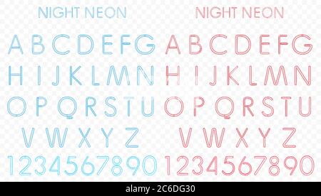 Vektor Blau und Rotlicht Neon Alphabet im Alpha-Hintergrund Stock Vektor