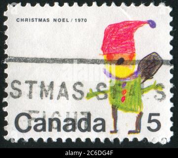 KANADA - UM 1970: Briefmarke gedruckt von Kanada, zeigt den Weihnachtsmann, um 1970 Stockfoto