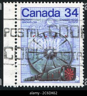 KANADA - UM 1986: Stempel gedruckt von Kanada, zeigt Rotary Schneepflug, um 1986 Stockfoto