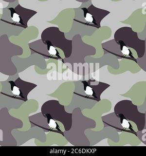 Vektor mit nahtlosem Muster Elster Stock Vektor