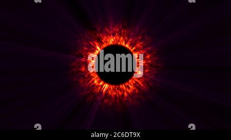 Eclipse Solar Corona abstraktes Flammenfeuer im Weltraum Stockfoto