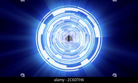 Abstrakter Hintergrund Techno Kreise Tunnel, Licht Neon Stockfoto