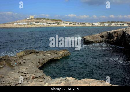 Blick über die Bucht von Armier, Marfa, Malta Stockfoto