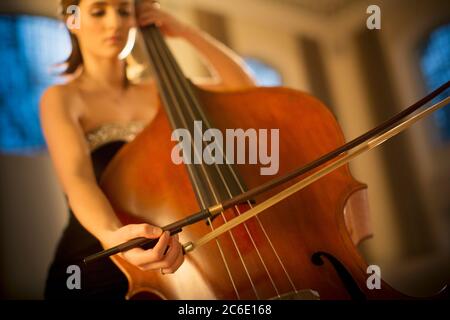 Doppelter Bassist Stockfoto