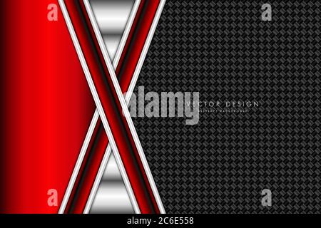 Metallischer Hintergrund. Rot und Silber mit Kohlefaser. Arrow Form Metall Technologie Konzept. Stock Vektor