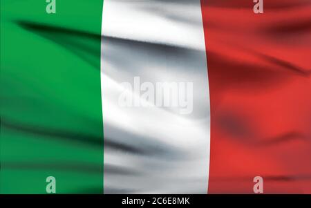 Italien Flagge winken fotorealistisch im Vektorformat Stock Vektor