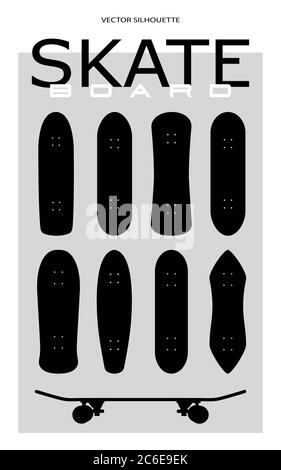 Skateboard Vektor Silhouette im Vektorformat gesetzt Stock Vektor