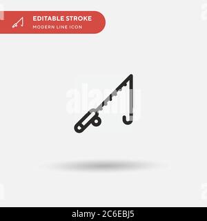 Einfaches Vektorsymbol Angelrute. Illustration Symbol Design Vorlage für Web mobile UI Element. Perfekte Farbe modernes Piktogramm auf bearbeitbaren Strich. Fisch Stock Vektor