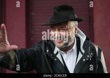 George Galloway startet seine Wahlkampfzentrale in der Nachwahl in Gorton Manchester. Der ehemalige Abgeordnete von Labour and Respect ist als unabhängiger Abgeordneter im By Stockfoto