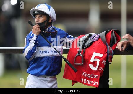 Silvestre De Sousa am Tag eins des Moet and Chandon July Festivals auf der Rennbahn Newmarket. Stockfoto