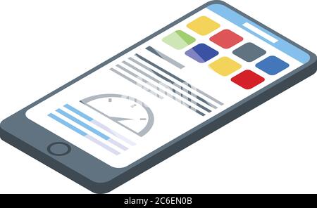 Testen Smartphone Software Symbol, isometrischen Stil Stock Vektor