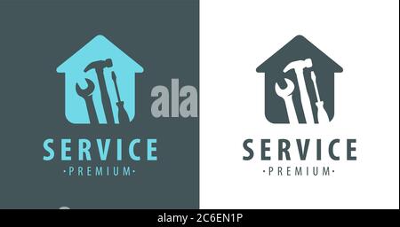 Service-Logo. Bau, Wohnung Reparatur Vektor Illustration Stock Vektor