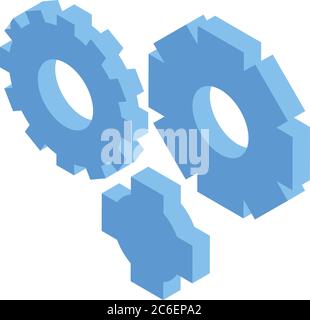Symbol für den Softwaretest der Zahnräder, isometrischer Stil Stock Vektor