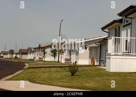 Medicine hat, Alberta Canada, 27. Juli 2005: Modulares Gehäuse in einer neuen Entwicklung dieser geschäftigen Stadt im Südosten Albertas. ©Bob Daemmrich Stockfoto