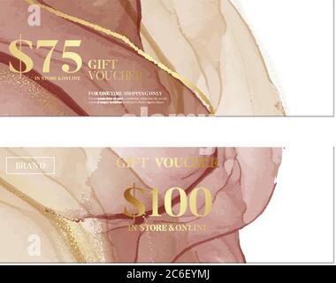 Aquarell abstrakt staubigen rosa Gold Pinselstriche isoliert auf weiß, feine Kunst moderne kreative Illustration, künstlerische Farbpalette. Kunstharz Adverti Stock Vektor