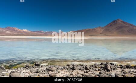 Laguna Blanca im Reserva Nacional de Fauna Andina Eduardo Avaroa in den Anden in Bolivien Stockfoto