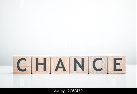 Zufall Wort mit Bausteinen gemacht. Stockfoto