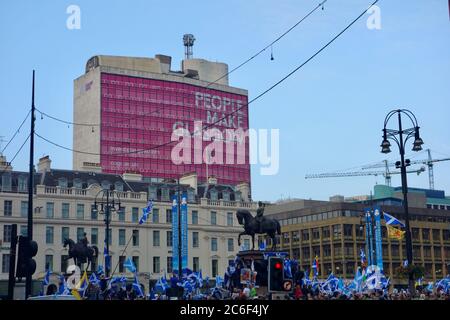 Kundgebung für die schottische Unabhängigkeit im George Square Glasgow, 17. September 2014. Stockfoto