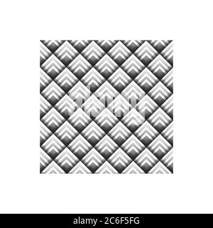 Nahtlose geometrische Hintergrund aus schwarzen und weißen Halbtonquadraten, geschichtet, um einen dreidimensionalen Effekt zu geben. EPS10-Vektorformat. Stock Vektor