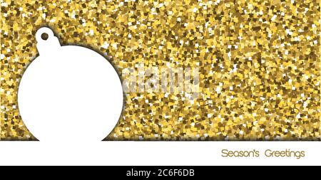 Schlichtes Design Weihnachtskarte mit weißer Baumkugel auf goldenem Glitzer-Hintergrund. EPS10-Vektorformat. Stock Vektor