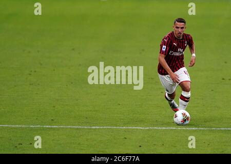 Mailand (Italien) - 07. Juli 2020. Italienische Serie A. Ismael Bennacer von AC Mailand in Aktion während der Serie EIN Spiel zwischen AC Mailand und Juventus FC. Stockfoto