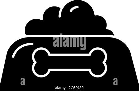 PET Food Bowl schwarzes Glyphen-Symbol. Futterhund. Gericht für doggy. Nahrung Treat für Haustiere. Online-Petshop. Ernährungssnack. Silhouette-Symbol ein Stock Vektor