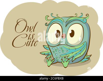 Eule niedlichen Vektor-Charakter von Hand gezeichnet. Farbe isoliert auf weißem Hintergrund. Kinderanimaldruck, Aufkleber, Karte. Stock Vektor