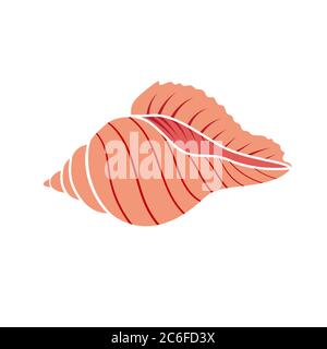 Seashell isoliert auf weißem Hintergrund. Cartoon Unterwasser Objekt. Flache Vektorgrafik. Stock Vektor