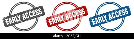 Early Access Stempel. Early Access Schild. Early Access Label Set Stock Vektor