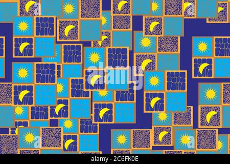 Sonne und Mond Symbole Nahtloses Muster 3D Illustration Stock Vektor