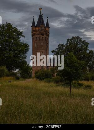 Abend im Flatowtower im Park Babelsberg in Potsdam Stockfoto