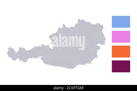 Infografiken der Österreich-Karte, einzelne Bundesländer leer Stockfoto