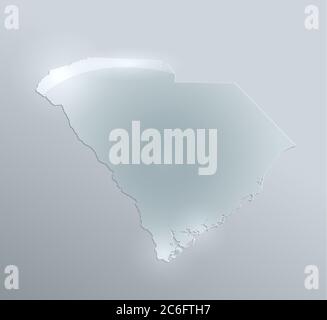 South Carolina Karte Glas Karte Papier 3D leer Stockfoto