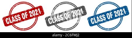 Klasse von 2021 Stempel. Klasse von 2021 Zeichen. Klasse von 2021 Etikettensatz Stock Vektor
