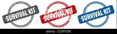 Überlebenskit-Stempel. Überlebenskit-Schild. Überlebenskit-Labelset Stock Vektor