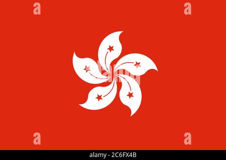 Offizielle große flache Flagge von Hongkong Horizontal Stockfoto