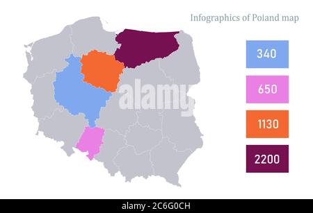 Infografiken von Polen Karte, einzelne Regionen Vektor Stock Vektor