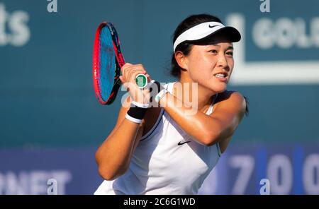 Lin Zhu aus China in Aktion während der zweiten Runde bei der NYJTL Bronx Open WTA International Tournament 2019 Stockfoto