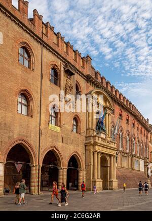 Palazzo Comunale auf der Piazza Maggiore, Bologna. Italien. Stockfoto