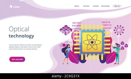 Landing Page für das Konzept der optischen Technologie. Stock Vektor