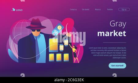 Gray Market Concept Landing Page. Stock Vektor