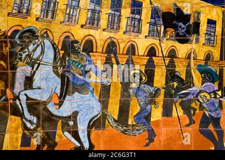 Tile Mural, El Pueblo de Los Angeles Historical Monument, Los Angeles, Kalifornien, USA Stockfoto