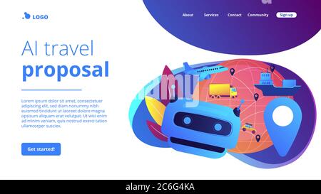 AI in Reise- und Transportkonzept Landing Page. Stock Vektor