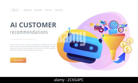 AI-powered Marketing-Tools Konzept Landing Page. Stock Vektor