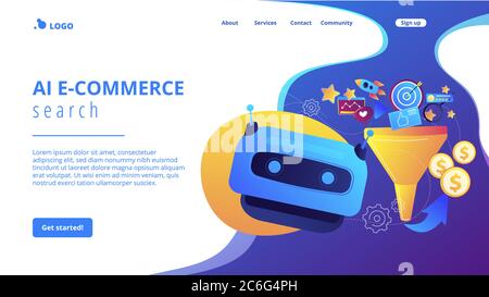 AI-powered Marketing-Tools Konzept Landing Page. Stock Vektor